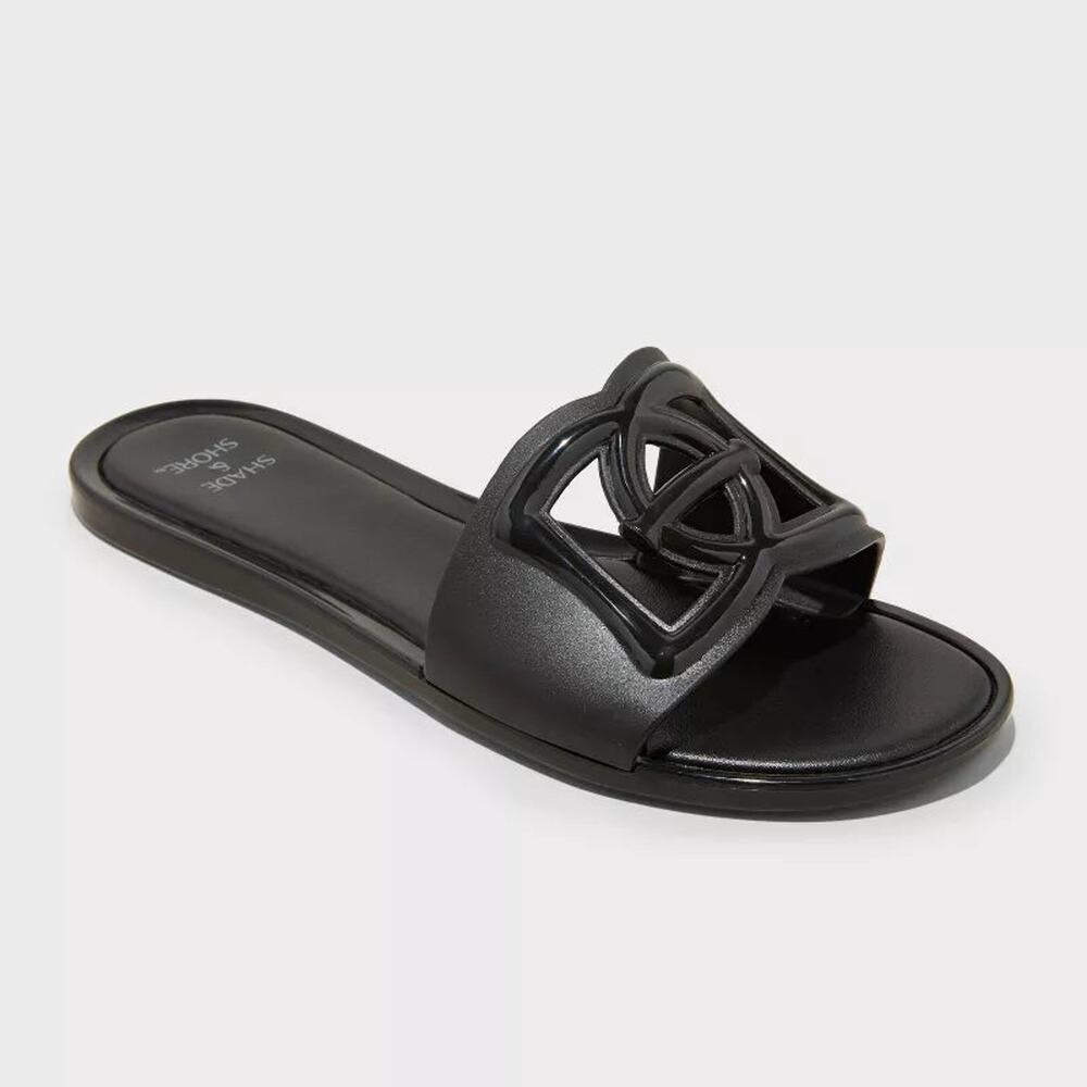 Women's Dove Cut Out Slide Sandals Black Size 7